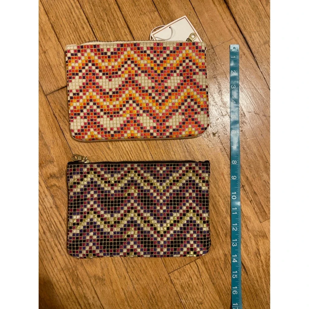 Shirahleah Set of Boho Beaded Zig Zag Wool Pouches‎ Clutch Embellished Hand Bag